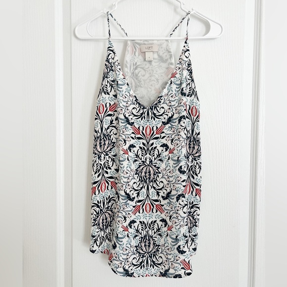 LOFT Tops - LOFT Outlet Multi-Colored Floral Spaghetti-Strapped Blouse